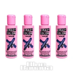 Crazy Color Semi-Permanent Hair Dye 4 Pack 100ml (Sapphire Blue)