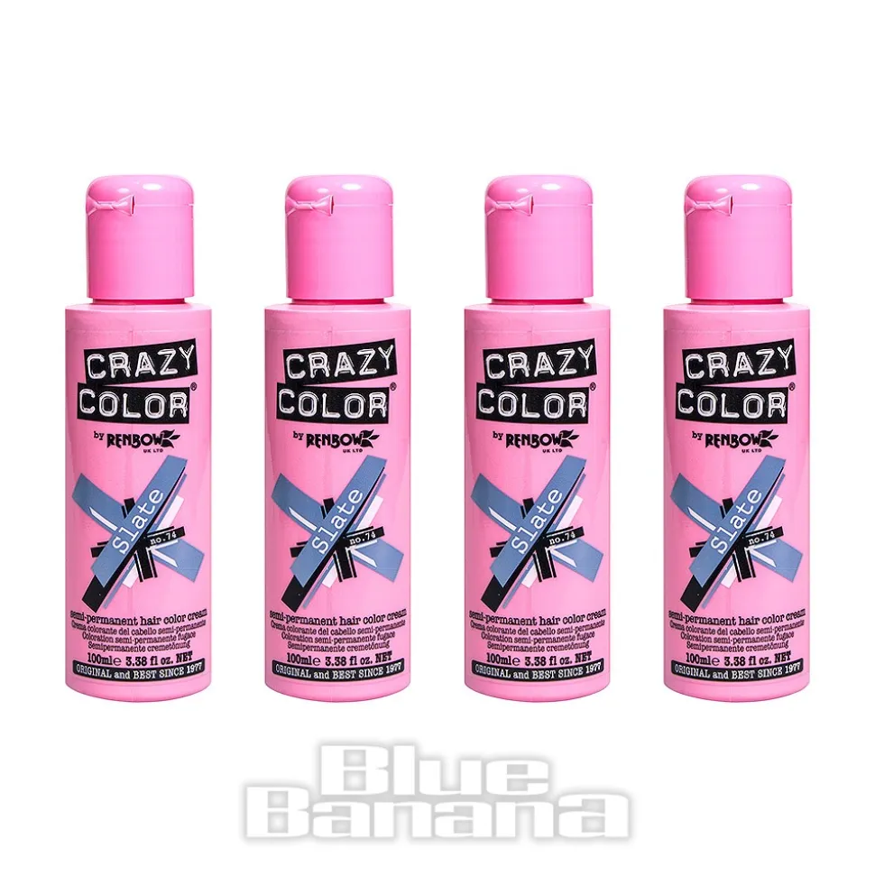 Crazy Color Semi-Permanent Hair Dye 4 Pack 100ml (Slate)