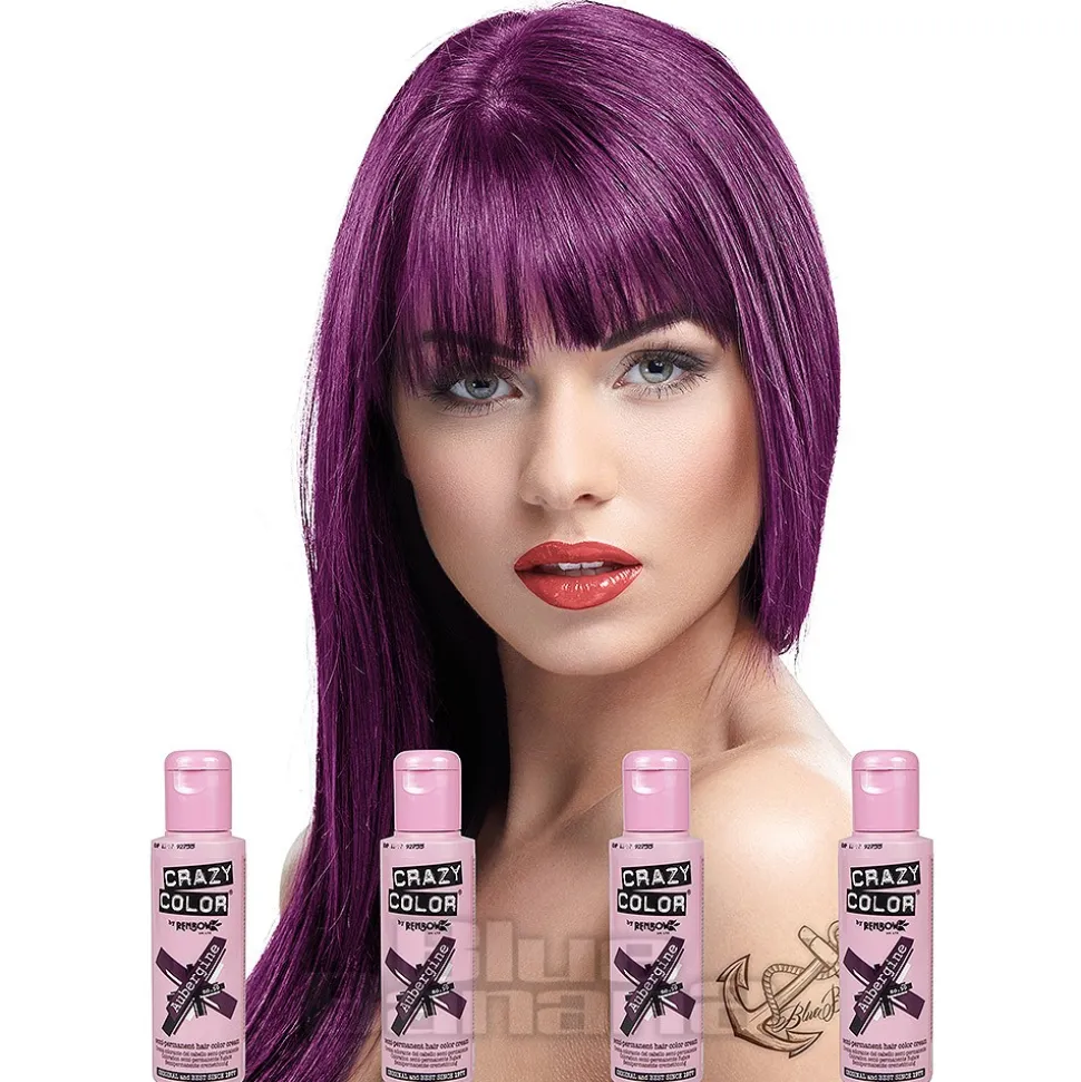 Crazy Color Semi-Permanent Hair Dye 4 Pack 100ml (Aubergine)