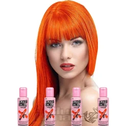 Crazy Color Semi-Permanent Hair Dye 4 Pack 100ml (Orange)