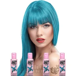 Crazy Color Semi-Permanent Hair Dye 4 Pack 100ml (Blue Jade)