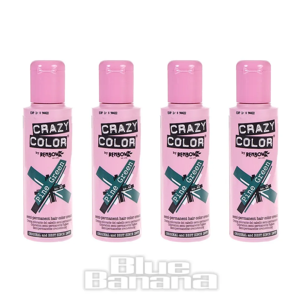 Crazy Color Semi-Permanent Hair Dye 4 Pack 100ml (Pine Green)