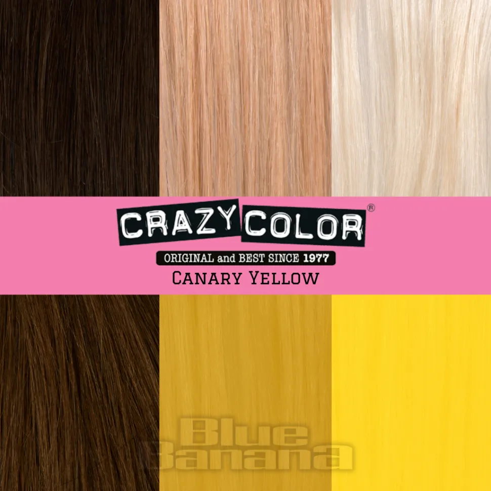 Crazy Color Semi-Permanent Hair Dye 4 Pack 100ml (Canary Yellow)