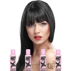 Crazy Color Semi-Permanent Hair Dye 4 Pack 100ml (Natural Black)