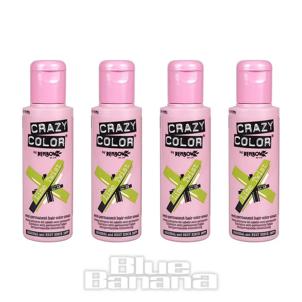 Crazy Color Semi-Permanent Hair Dye 4 Pack 100ml (Lime Twist)