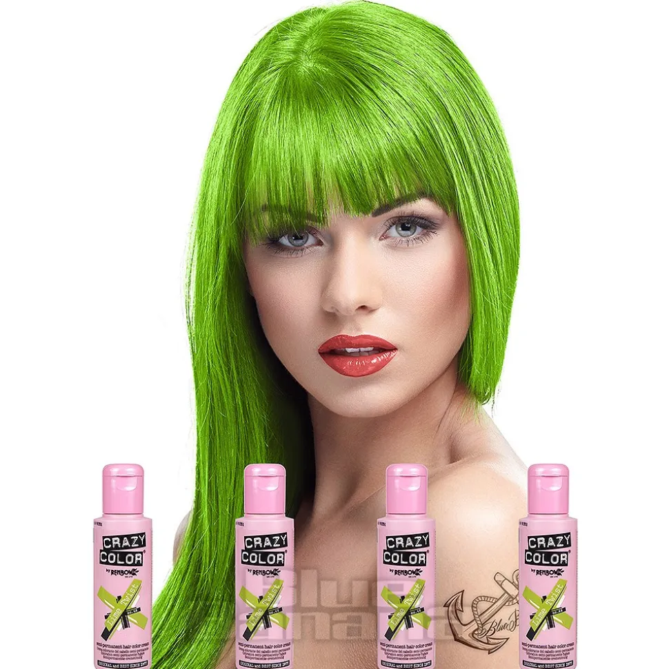 Crazy Color Semi-Permanent Hair Dye 4 Pack 100ml (Lime Twist)