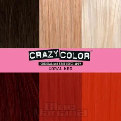 Crazy Color Semi-Permanent Hair Dye 4 Pack 100ml (Coral Red)