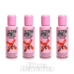 Crazy Color Semi-Permanent Hair Dye 4 Pack 100ml (Coral Red)
