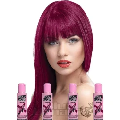 Crazy Color Semi-Permanent Hair Dye 4 Pack 100ml (Cyclamen Red)