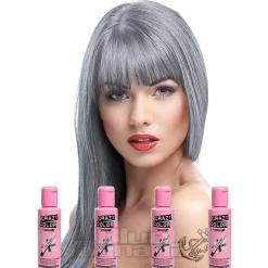 Crazy Color Semi-Permanent Hair Dye 4 Pack 100ml (Silver)