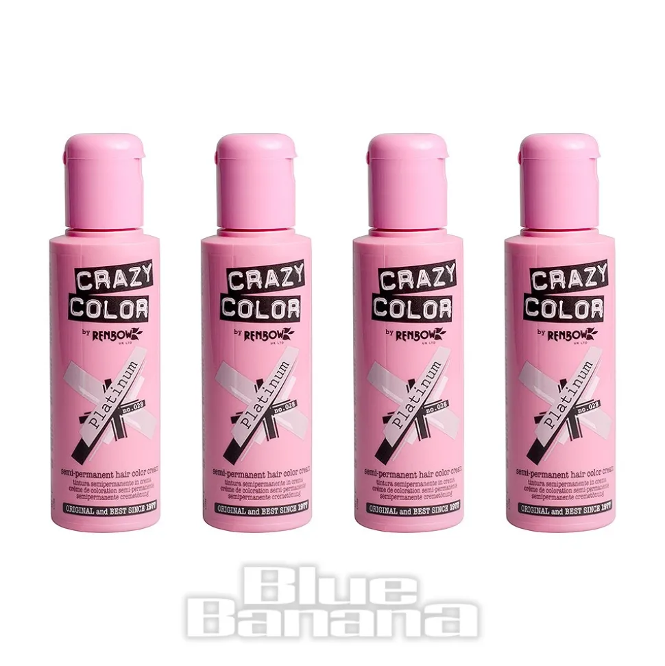 Crazy Color Semi-Permanent Hair Dye 4 Pack 100ml (Platinum)
