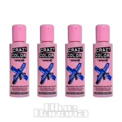 Crazy Color Semi-Permanent Hair Dye 4 Pack 100ml (Capri Blue)