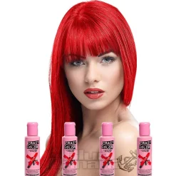 Crazy Color Semi-Permanent Hair Dye 4 Pack 100ml (Fire Red)