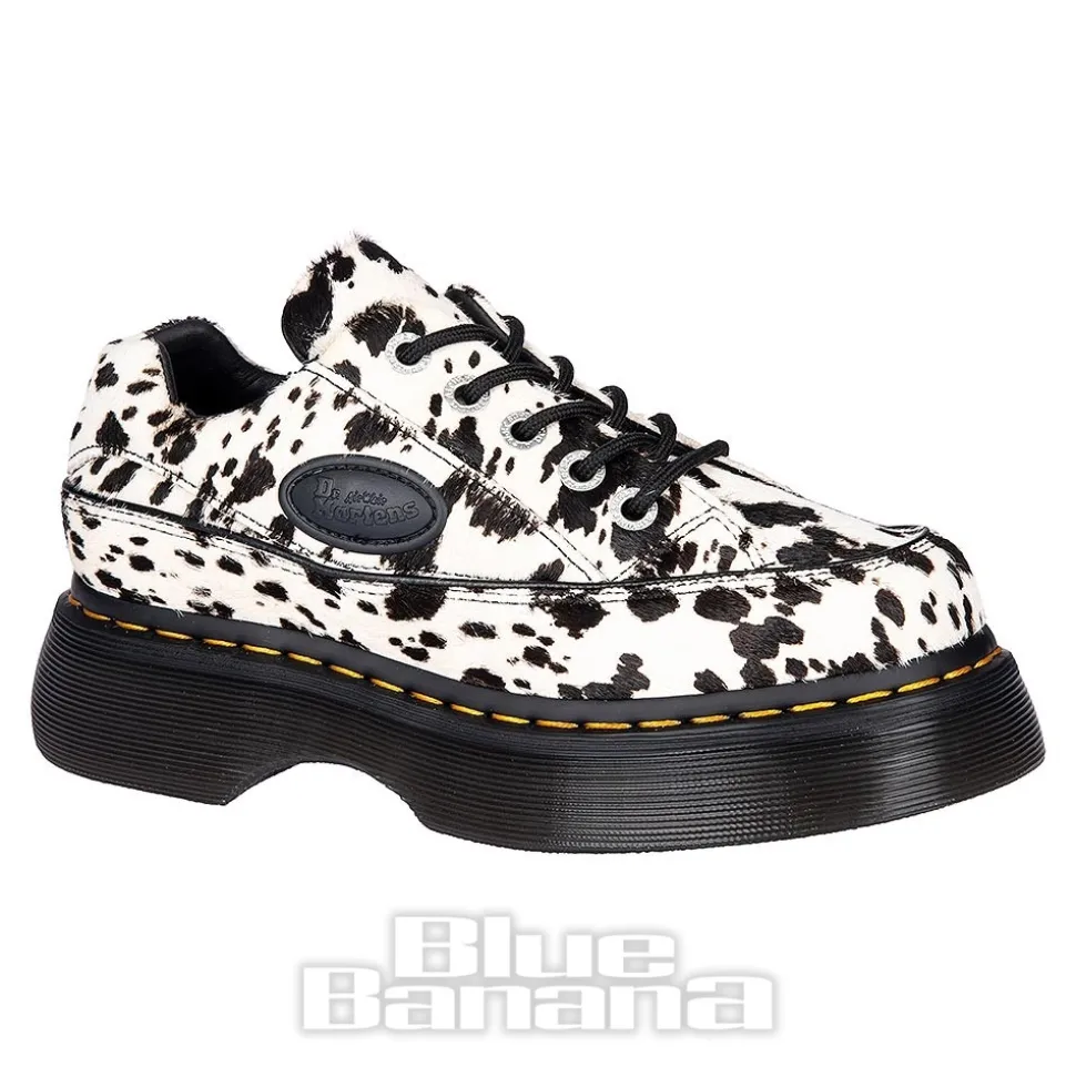 Dr Martens Buzz 5 Eye Dalmatian Shoe (Black & Cream)
