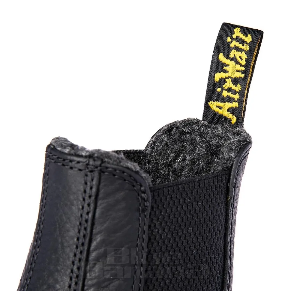 Dr Martens 2976 Grizzly Faux Fur Chelsea Boots (Black)