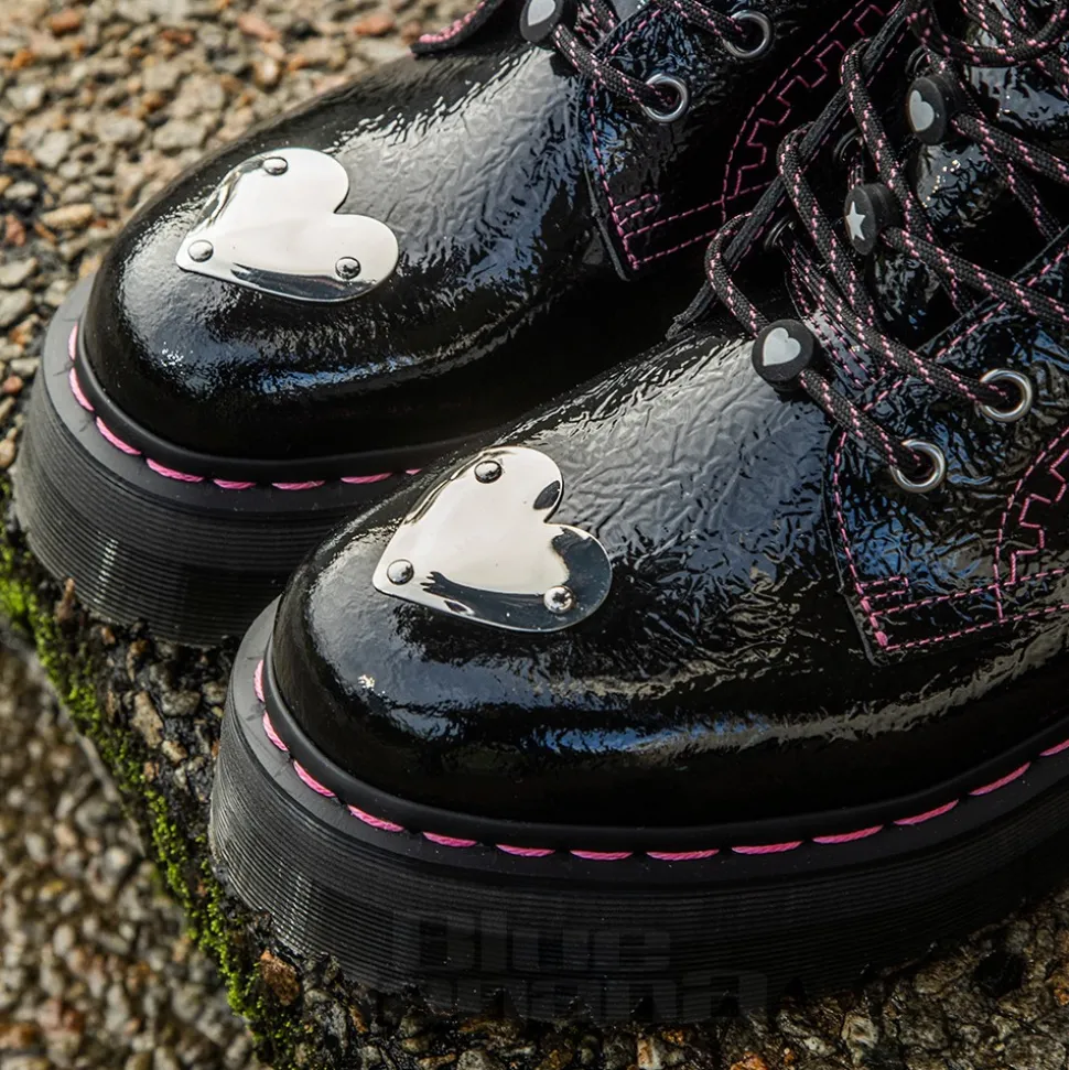 Dr Martens Jadon Patent Platform Boot (Black/Pink)