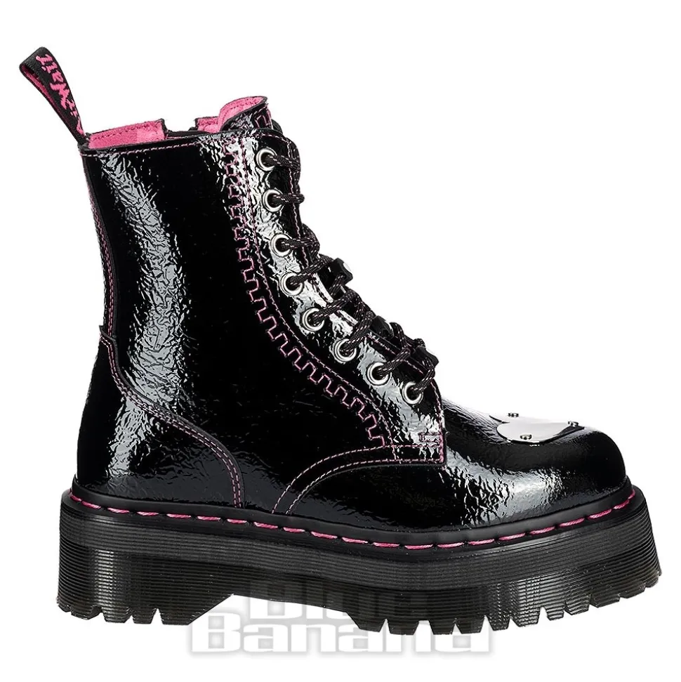 Dr Martens Jadon Patent Platform Boot (Black/Pink)