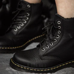 Dr Martens Pascal Collar Faux Fur Boots (Black)