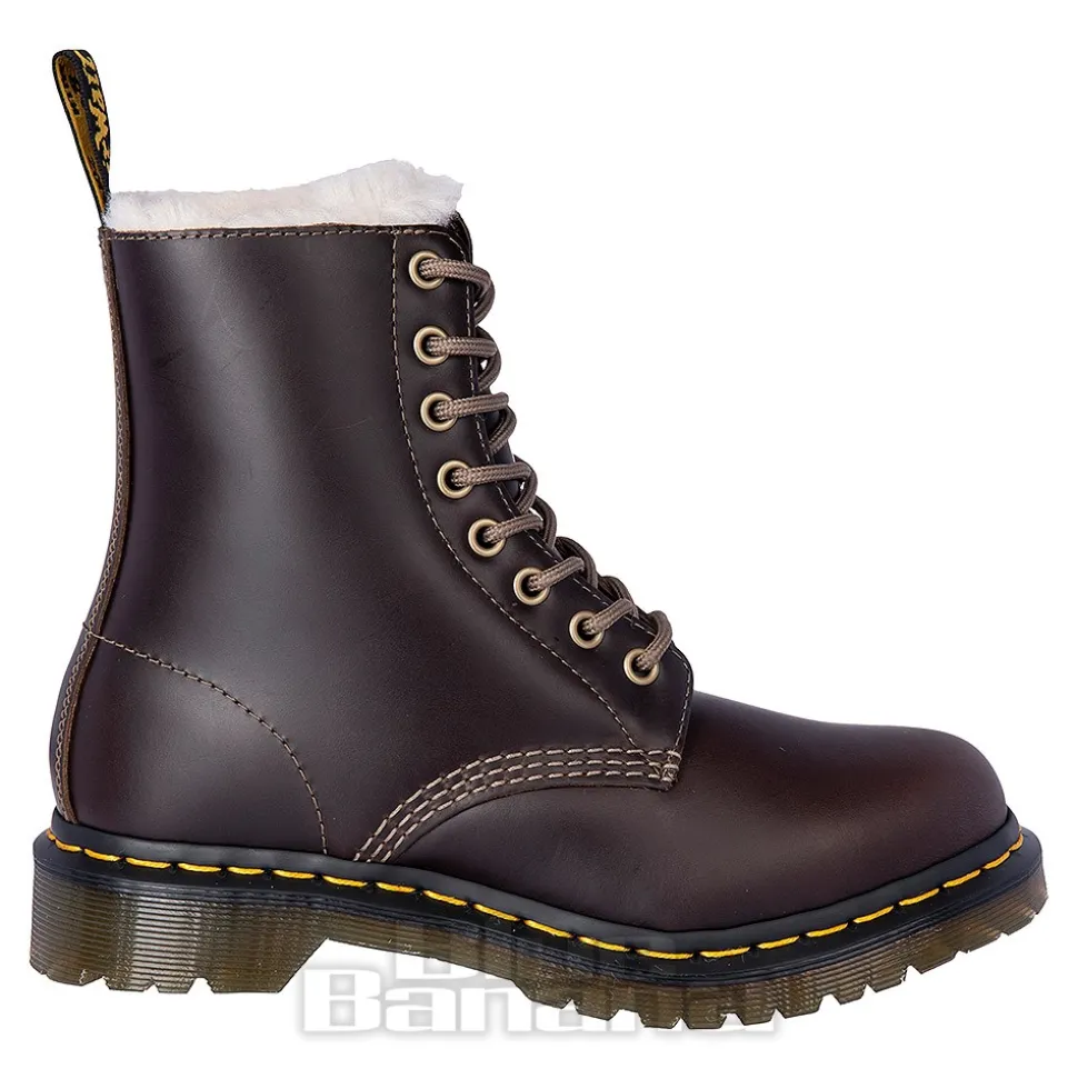 Dr Martens 1460 Serena Faux Fur Boots (Dark Khaki Brown)