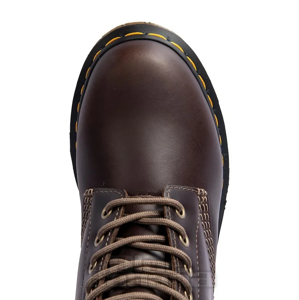Dr Martens 1460 Serena Faux Fur Boots (Dark Khaki Brown)