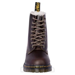 Dr Martens 1460 Serena Faux Fur Boots (Dark Khaki Brown)