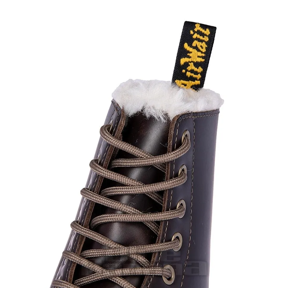 Dr Martens 1460 Serena Faux Fur Boots (Dark Khaki Brown)