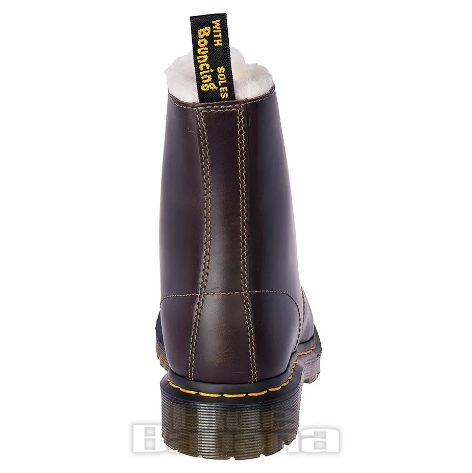Dr Martens 1460 Serena Faux Fur Boots (Dark Khaki Brown)