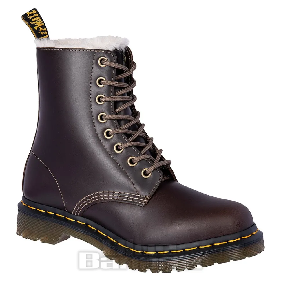 Dr Martens 1460 Serena Faux Fur Boots (Dark Khaki Brown)