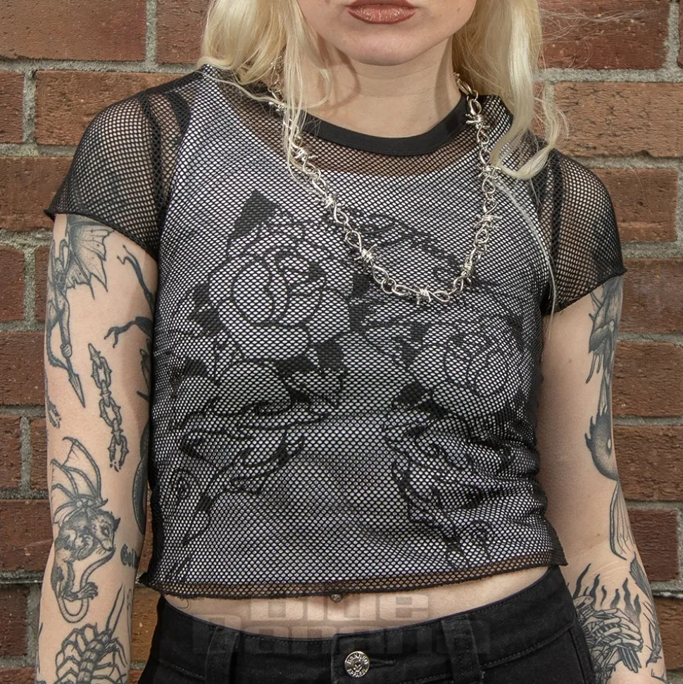 Ed Hardy Climbing Rose Mesh T-Shirt (White/Black)