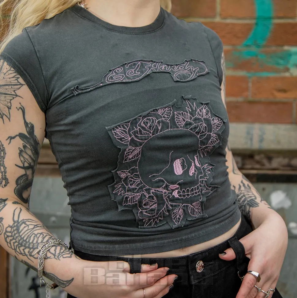 Ed Hardy Floral Skull T-Shirt (Black)