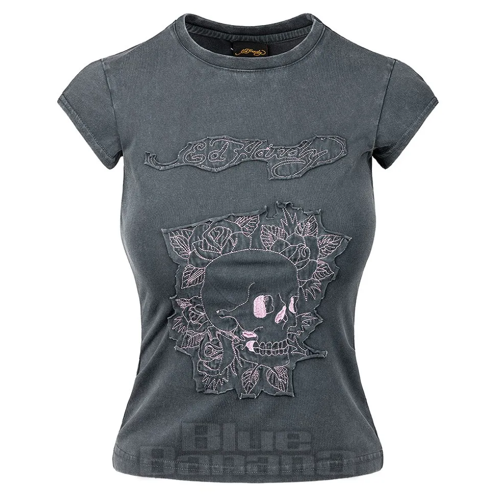 Ed Hardy Floral Skull T-Shirt (Black)