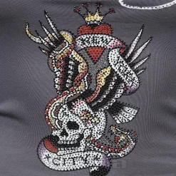 Ed Hardy NYC Diamante Crop Vest (Charcoal)