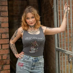 Ed Hardy NYC Diamante Crop Vest (Charcoal)