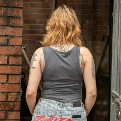 Ed Hardy NYC Diamante Crop Vest (Charcoal)