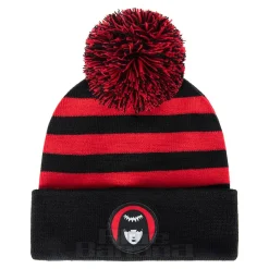 Emily The Strange Striped Bobble Hat (Black/Red)