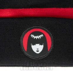 Emily The Strange Striped Bobble Hat (Black/Red)