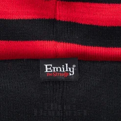 Emily The Strange Striped Bobble Hat (Black/Red)