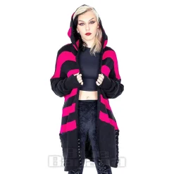 Heartless Willa Striped Cardigan (Black/Pink)