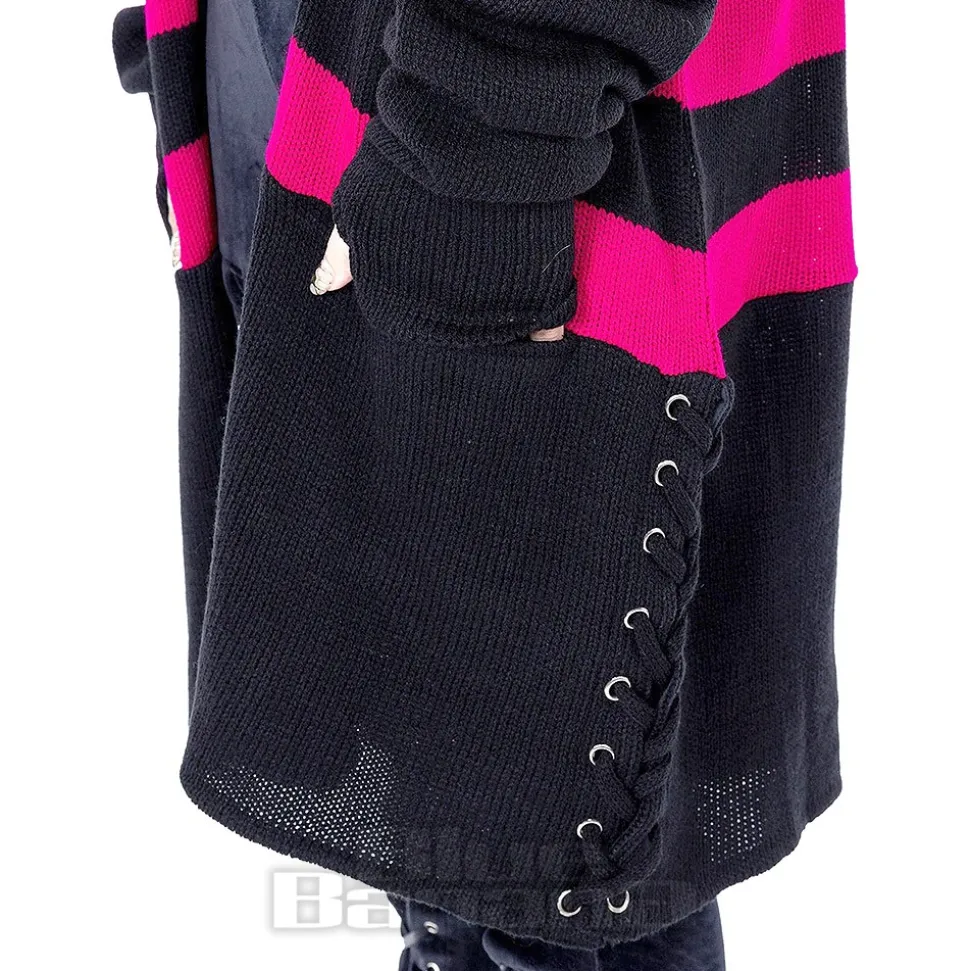 Heartless Willa Striped Cardigan (Black/Pink)