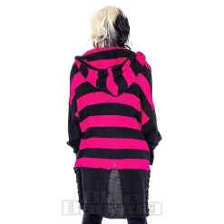 Heartless Willa Striped Cardigan (Black/Pink)