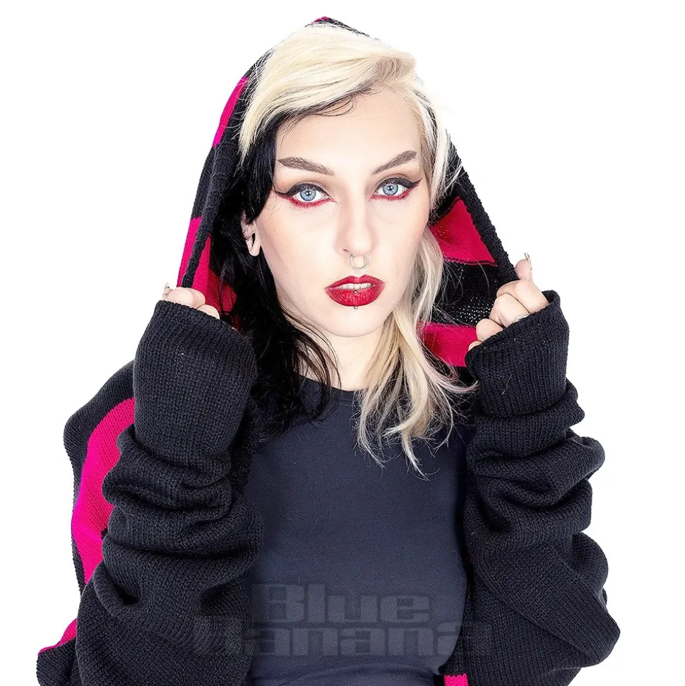Heartless Willa Striped Cardigan (Black/Pink)