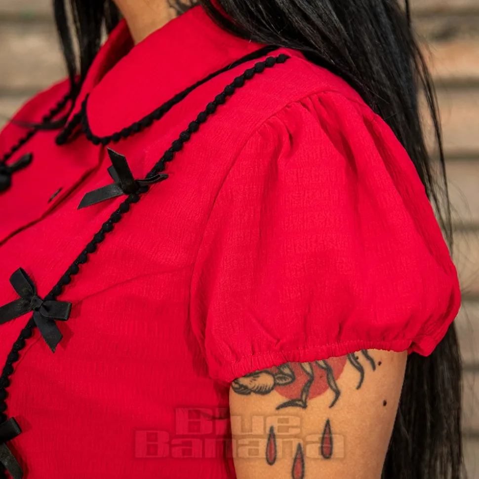 Hell Bunny Casey Blouse (Red)