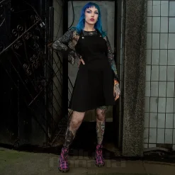 Hell Bunny Dakota Pinafore Dress (Black)