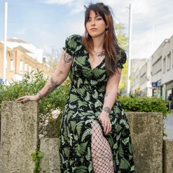Hell Bunny Gaia Midi Dress (Black/Green)