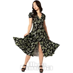 Hell Bunny Gaia Midi Dress (Black/Green)