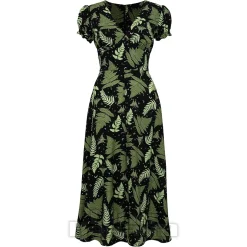Hell Bunny Gaia Midi Dress (Black/Green)