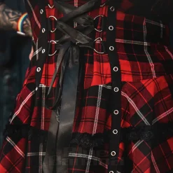 Hell Bunny Harley Tartan Dress (Red)