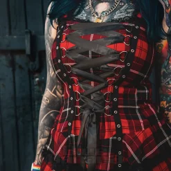 Hell Bunny Harley Tartan Dress (Red)