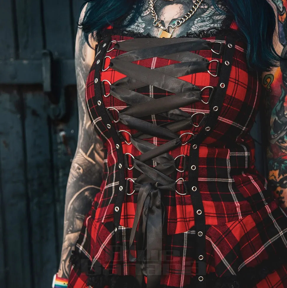 Hell Bunny Harley Tartan Dress (Red)