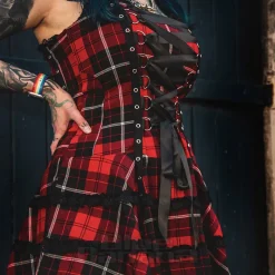 Hell Bunny Harley Tartan Dress (Red)